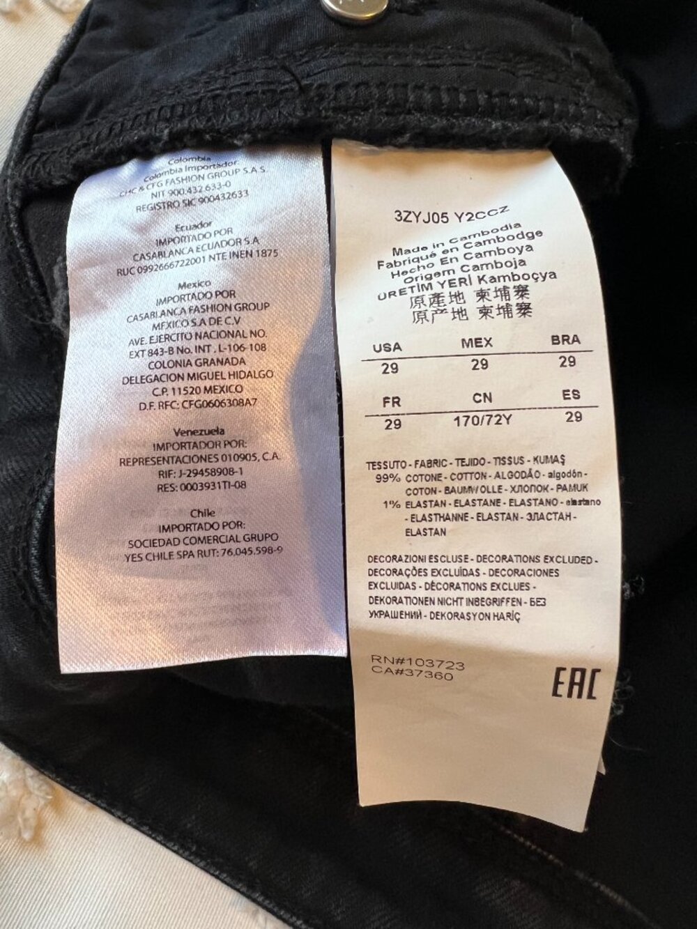 Y2K A/X Armani Exchange Black Skinny Jeans SIZE 29R - Picture 16 of 16